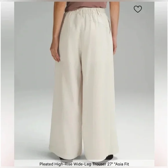 NWT Rare Lululemon Asia Fit Pleated High-Rise Wide-Leg Trouser 27" Size XL - Picture 3 of 12